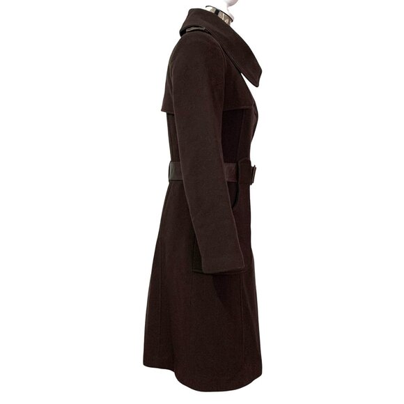 Mackage Wool Utility Military Coat Jacket Leather Trim Belt Pointed Collar SZ PS - Picture 4 of 13